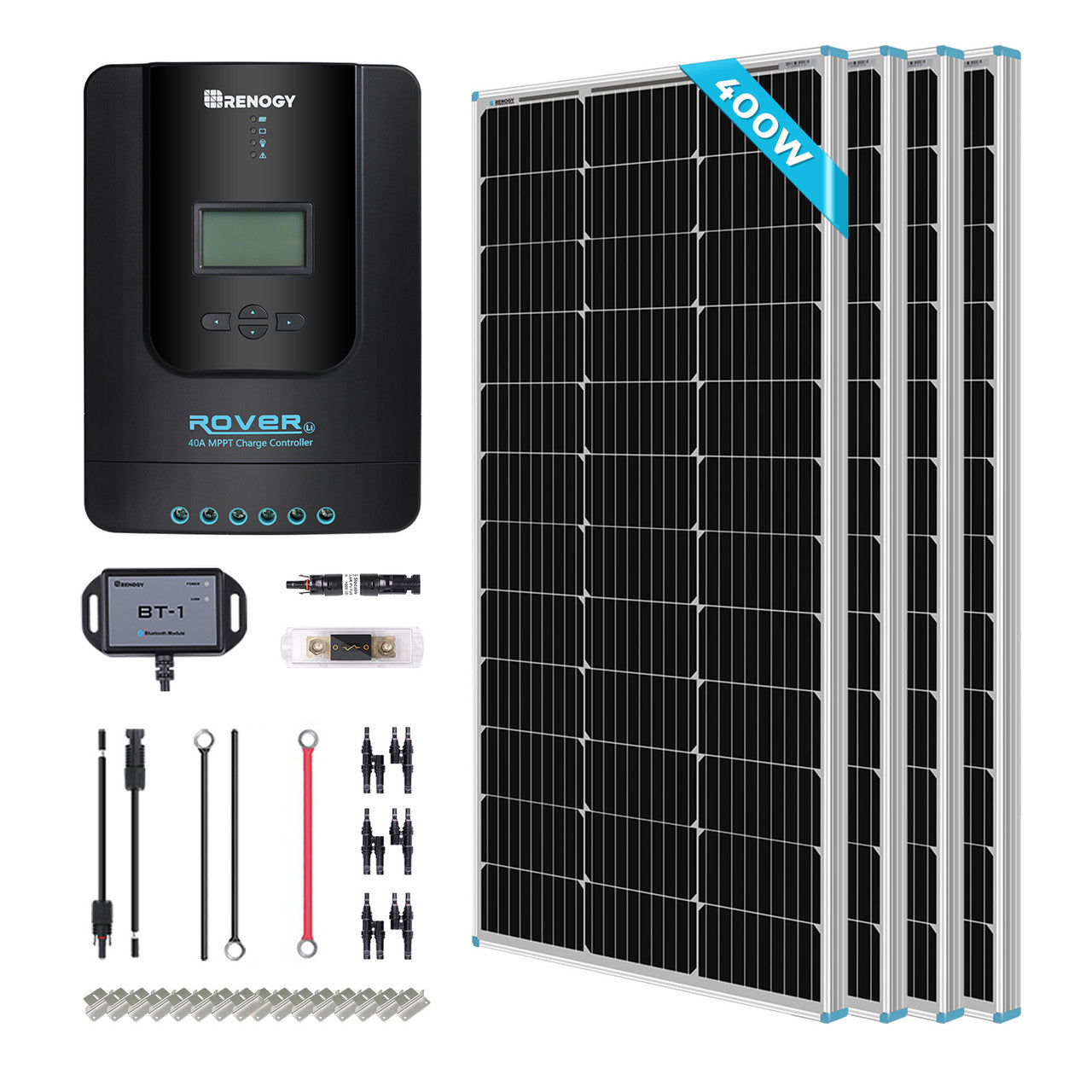 Renogy New 400 Watt 12 Volt Solar Premium Kit W/MPPT or REGO Solar Charge Controller