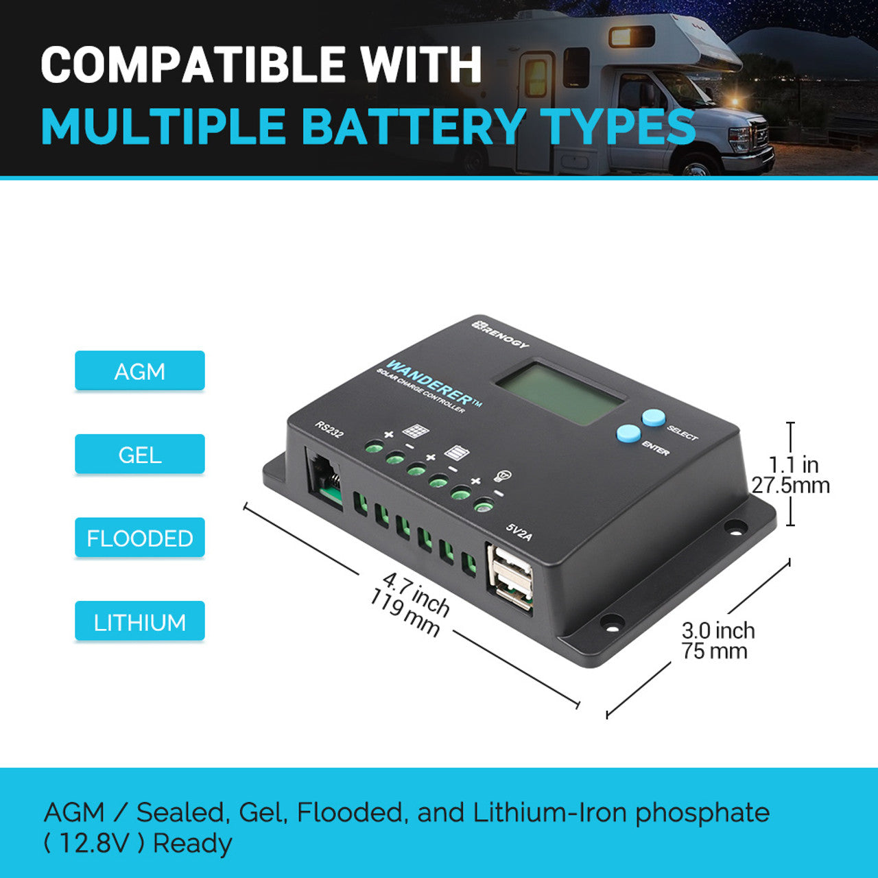 Renogy Wanderer 10A PWM Charge Controller