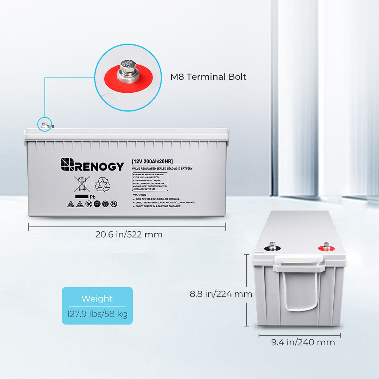 Renogy Deep Cycle AGM Battery 12 Volt 200Ah