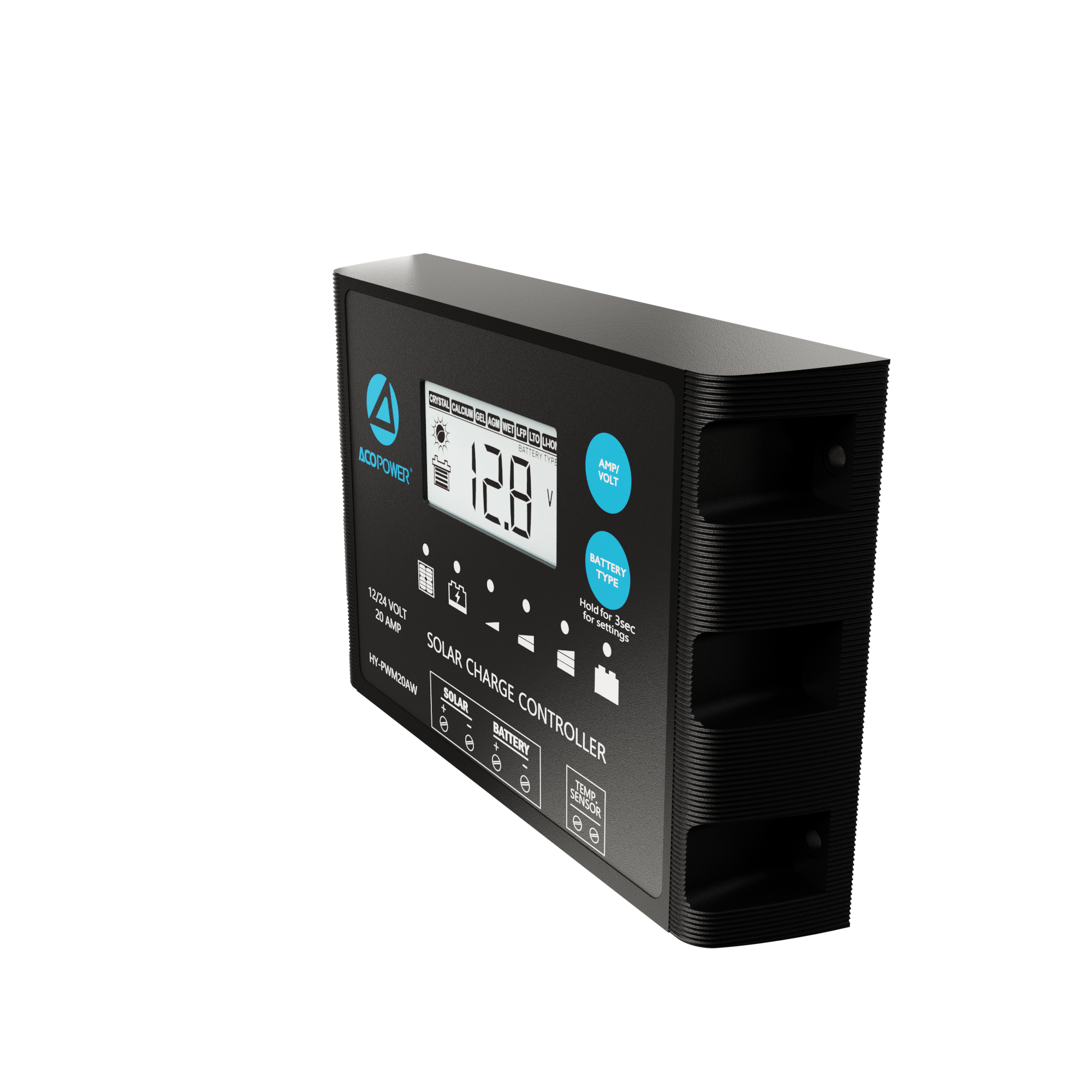 ACOPOWER 20A ProteusX Waterproof PWM Solar Charge Controller with Alligator Clips and MC4 Connectors