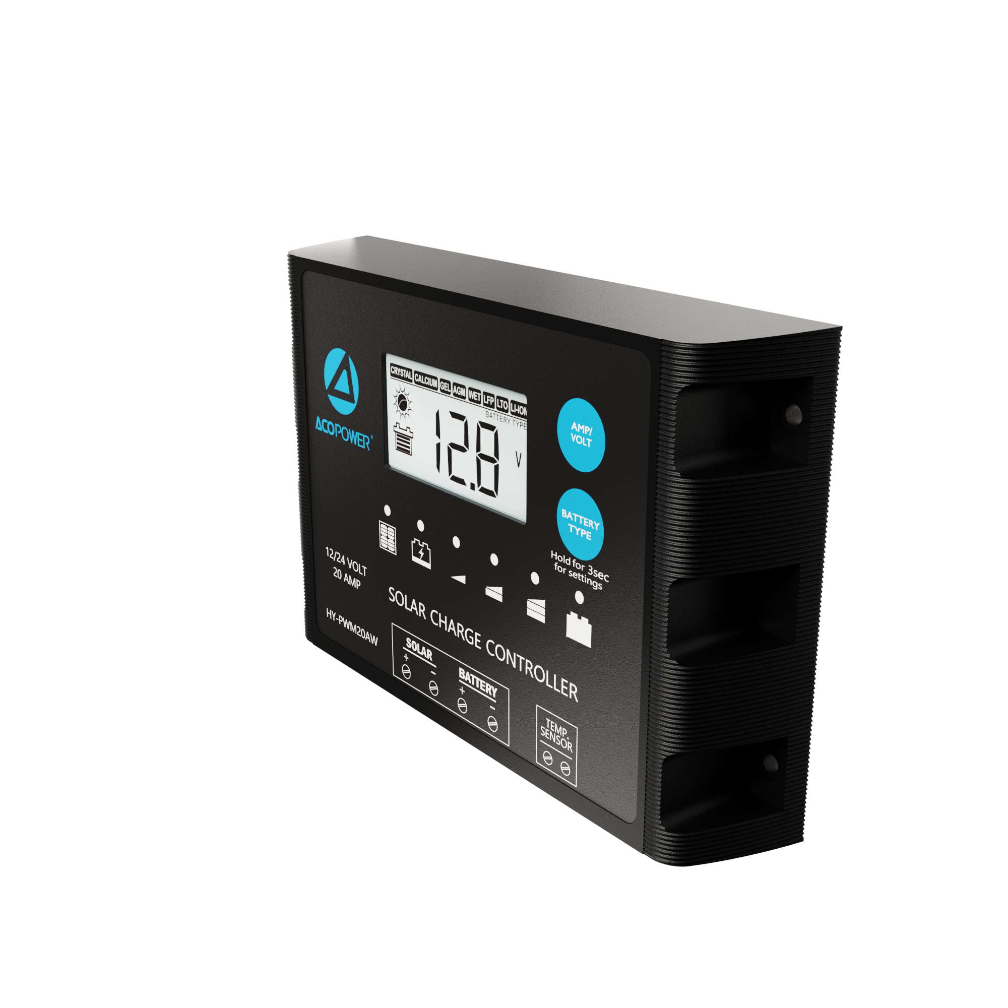 ACOPOWER 20A ProteusX Waterproof PWM Solar Charge Controller Compatible With 8 Battery Types