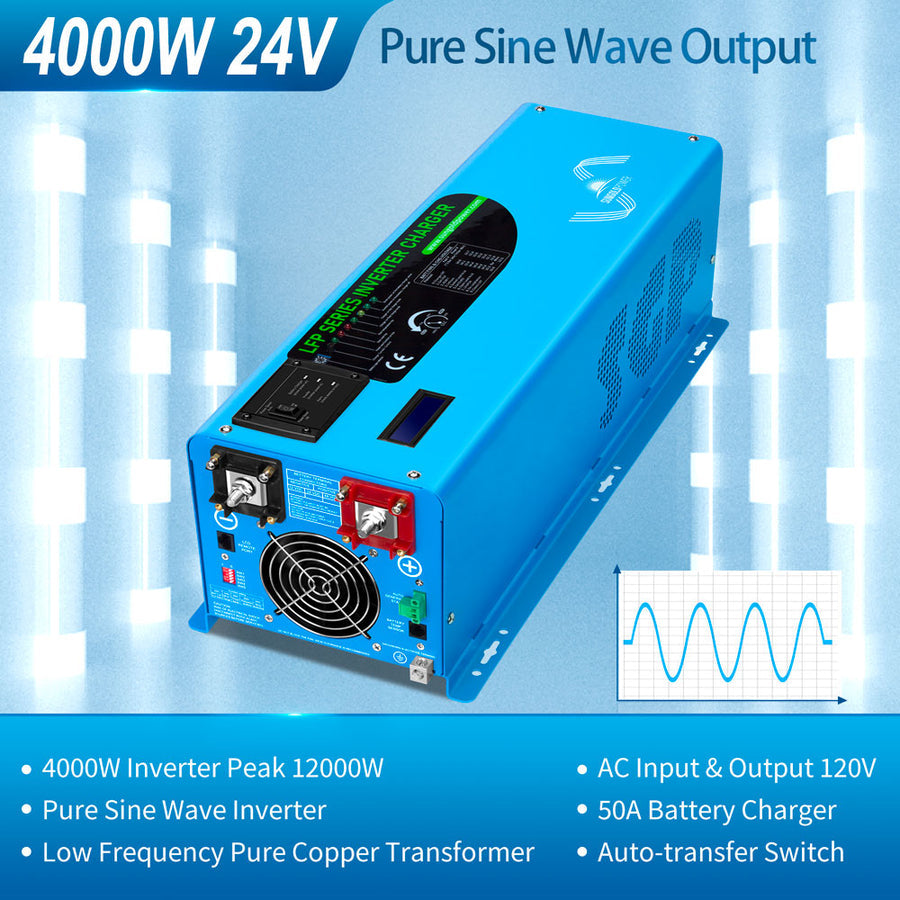 Sun Gold Power 4000W DC 24V Pure Sine Wave Inverter With Charger