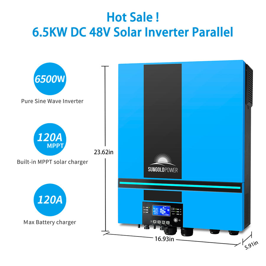 Sun Gold Power Off-Grid Solar Kit 13000W 48VDC 120V/240V LifePo4 20.48KWH Lithium Battery 14 X 415 Watts Solar Panels SGR-13KM