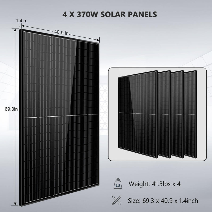 Sun Gold Power Off-Grid Solar Kit 6500W 48VDC 120VAC 5.12KWH PowerWall Lithium Battery 4 X 370 Watts Solar Panels SGM-655M