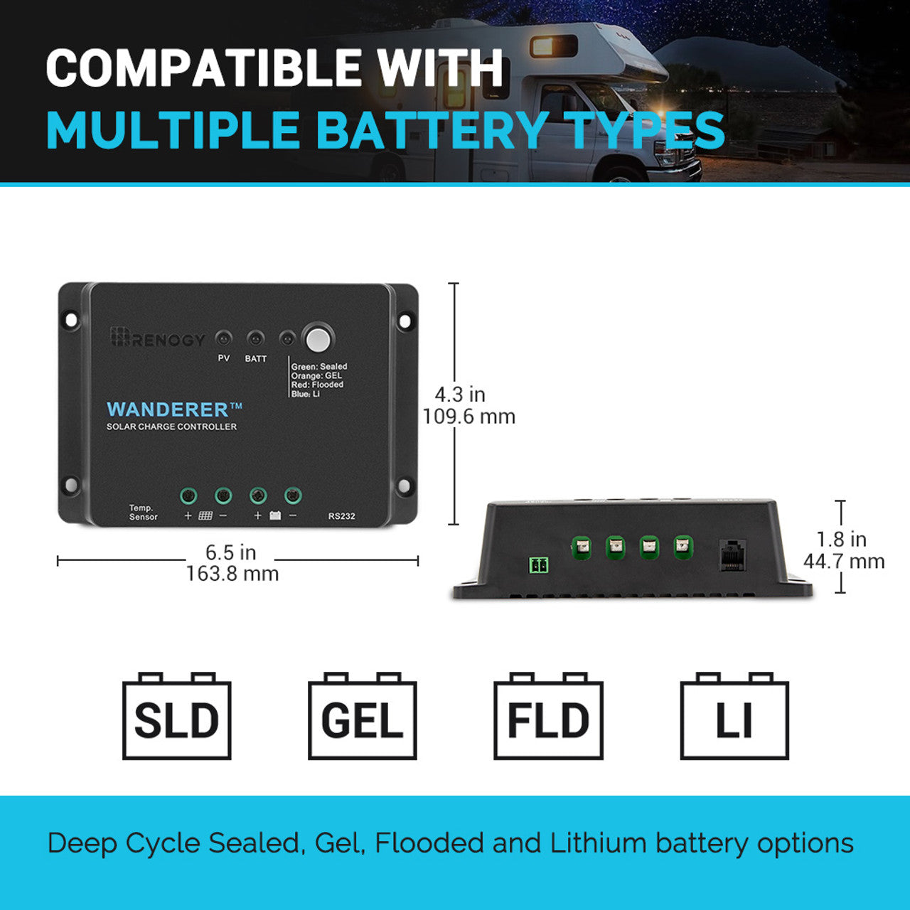 Renogy Wanderer Li 30A PWM Charge Controller