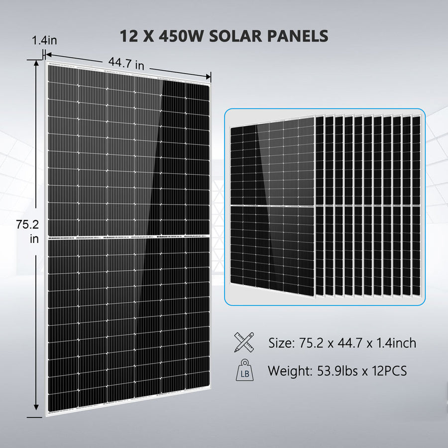 Sun Gold Power Complete off Grid Solar Kit 12000W 48V 120V/240V output 10.24KWH Lithium Battery 5400 Watt Solar Panel SGK-12MAX