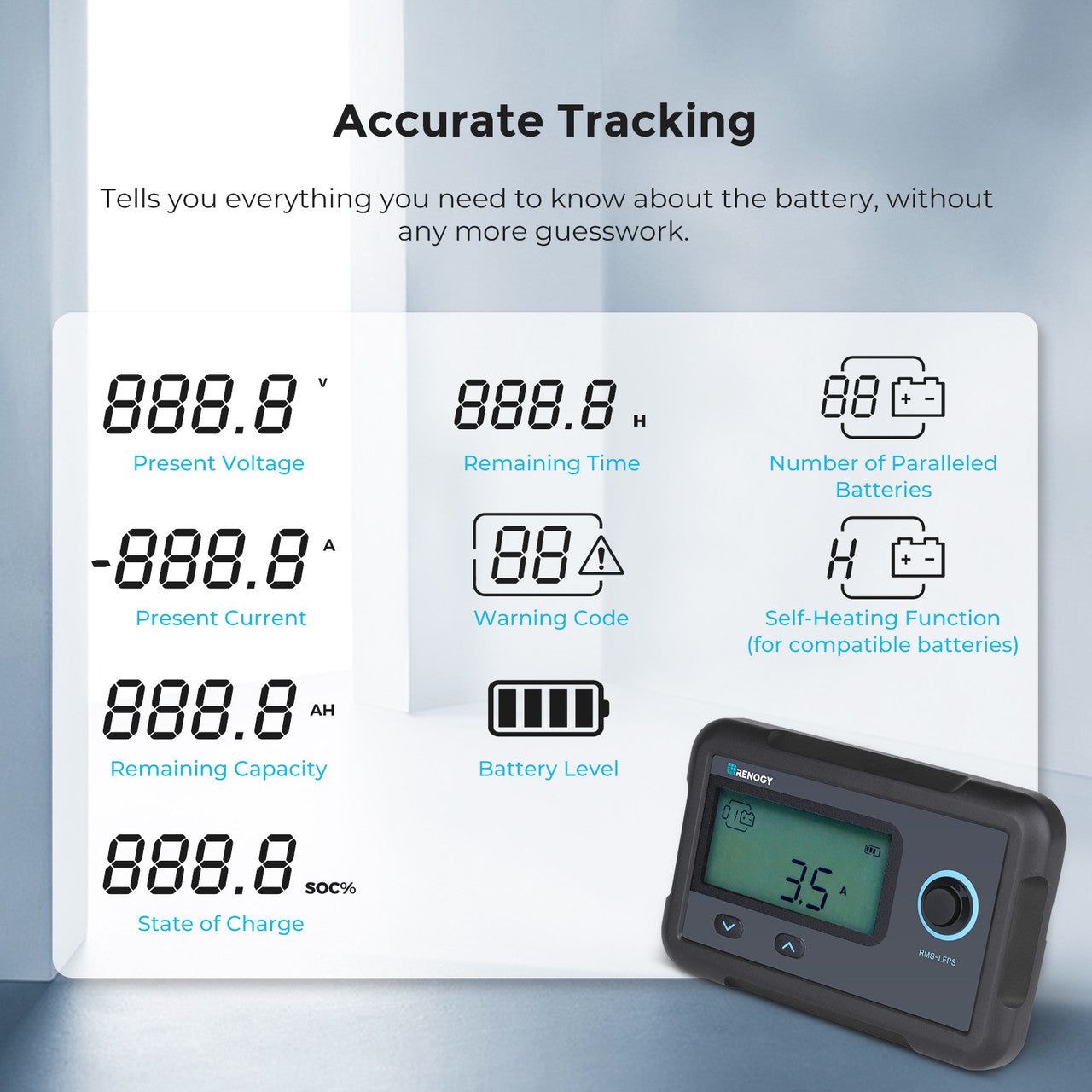 Renogy Monitoring Screen for Smart Lithium Battery Series