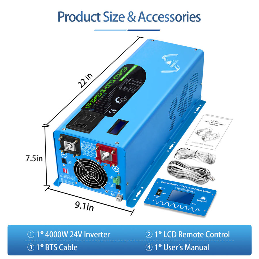 Sun Gold Power 4000W DC 24V Pure Sine Wave Inverter With Charger