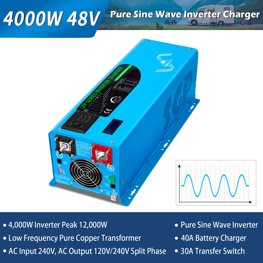 Sun Gold Power 4000W DC 48V Split Phase Pure Sine Wave Inverter With Charger UL1741 Standard