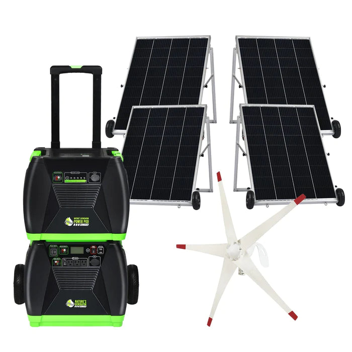 Nature's Generator Elite Platinum - WE System with 4 Solar Panels, Power Pod and Wind Turbine