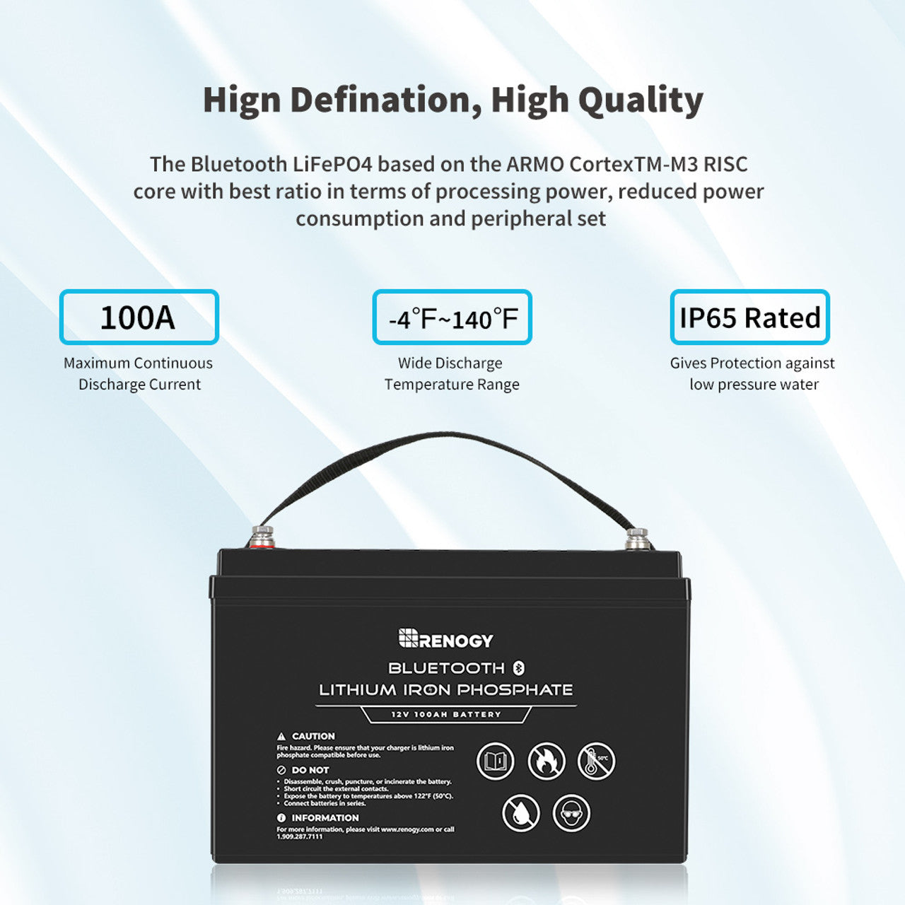 Renogy 12V 100Ah Lithium Iron Phosphate Battery w/ Bluetooth