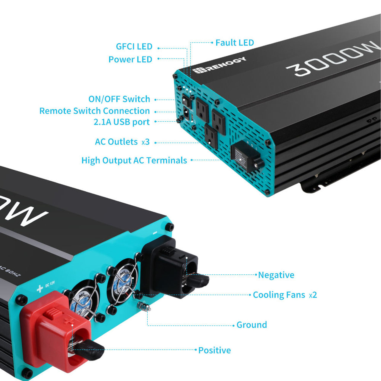 Renogy 3000W 12V Pure Sine Wave Inverter