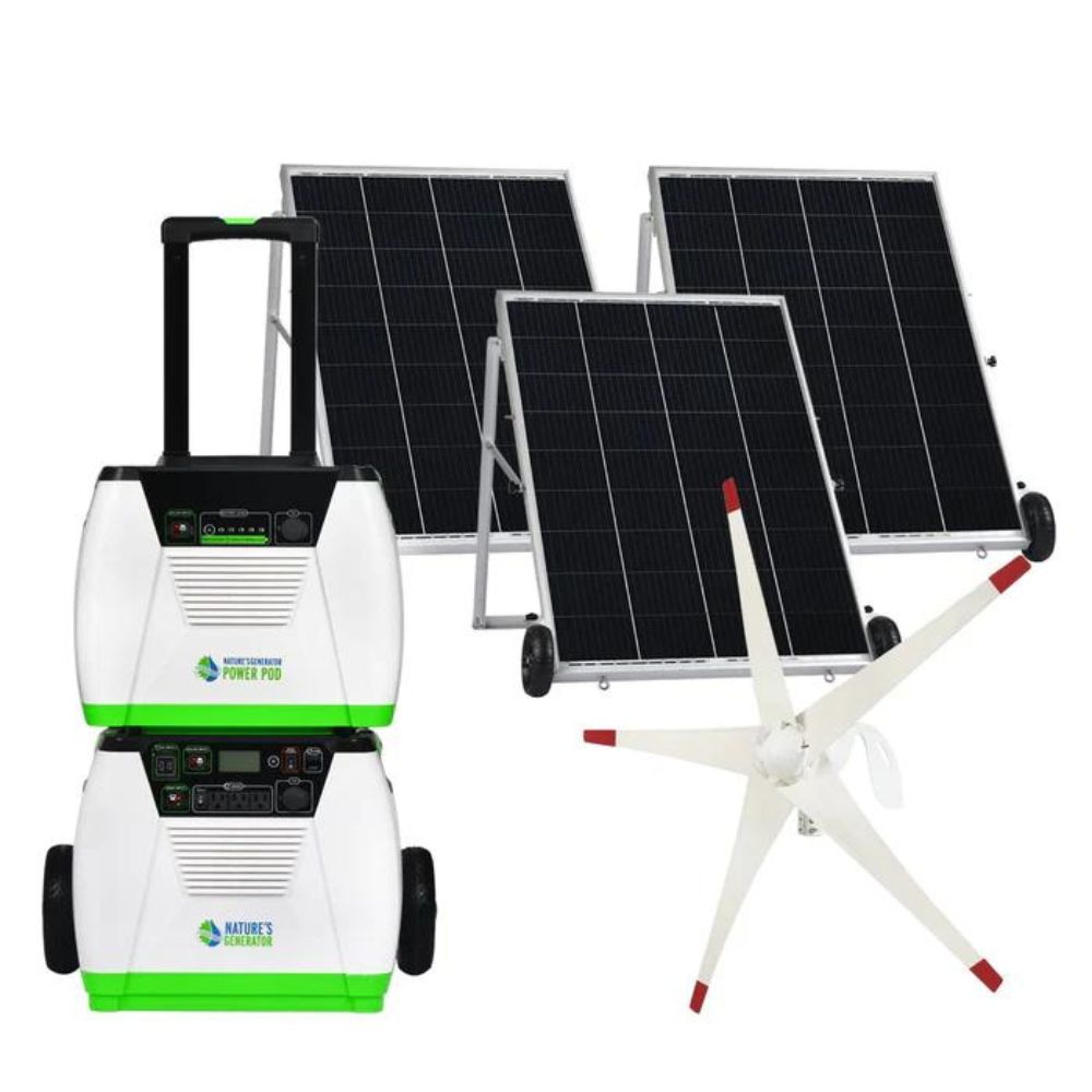 Nature's Generator Platinum - WE System with 3 Solar Panels and Wind Turbine