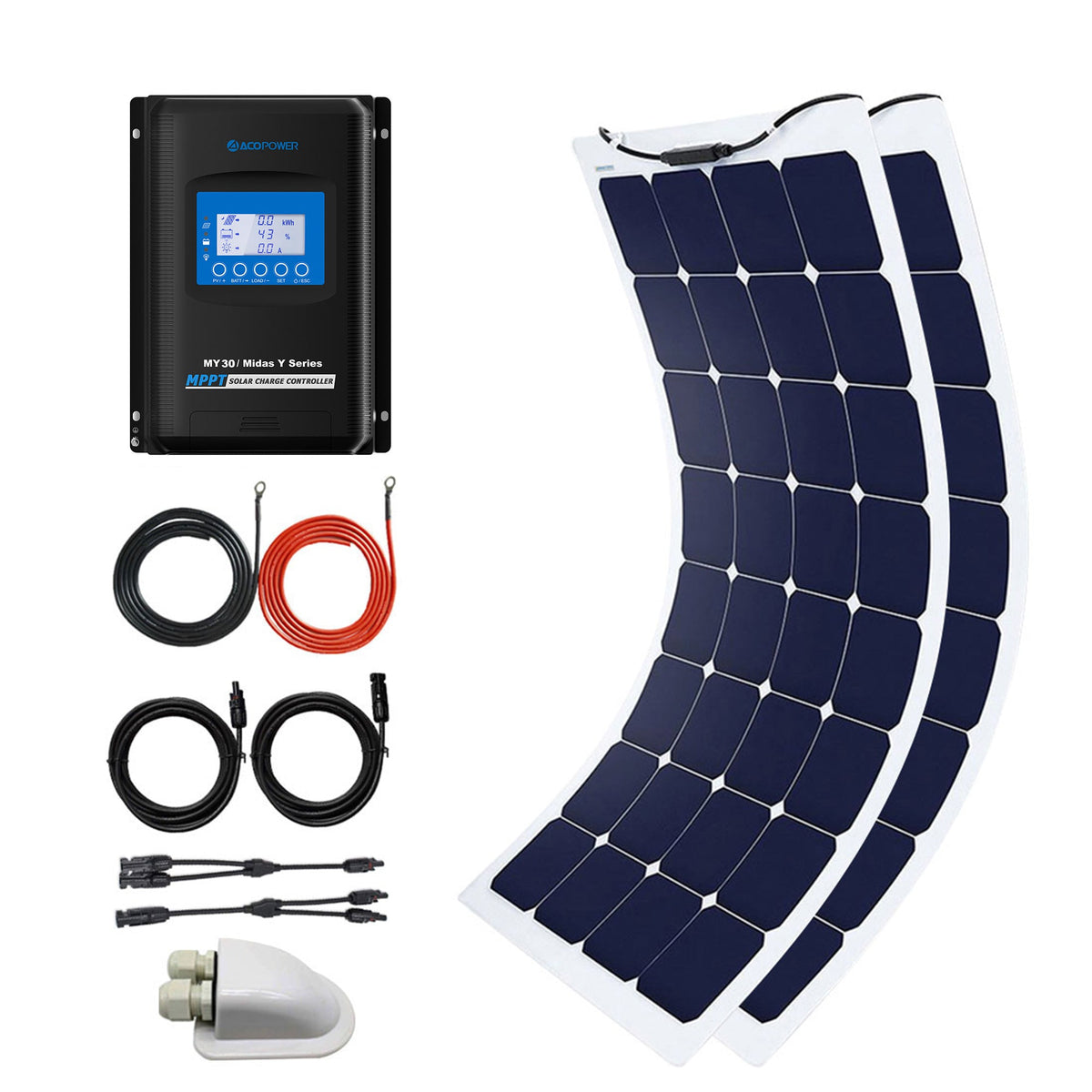 ACOPOWER 220Watts Flexible Solar RV Kit w/ 30A MPPT LCD Charge Control ...