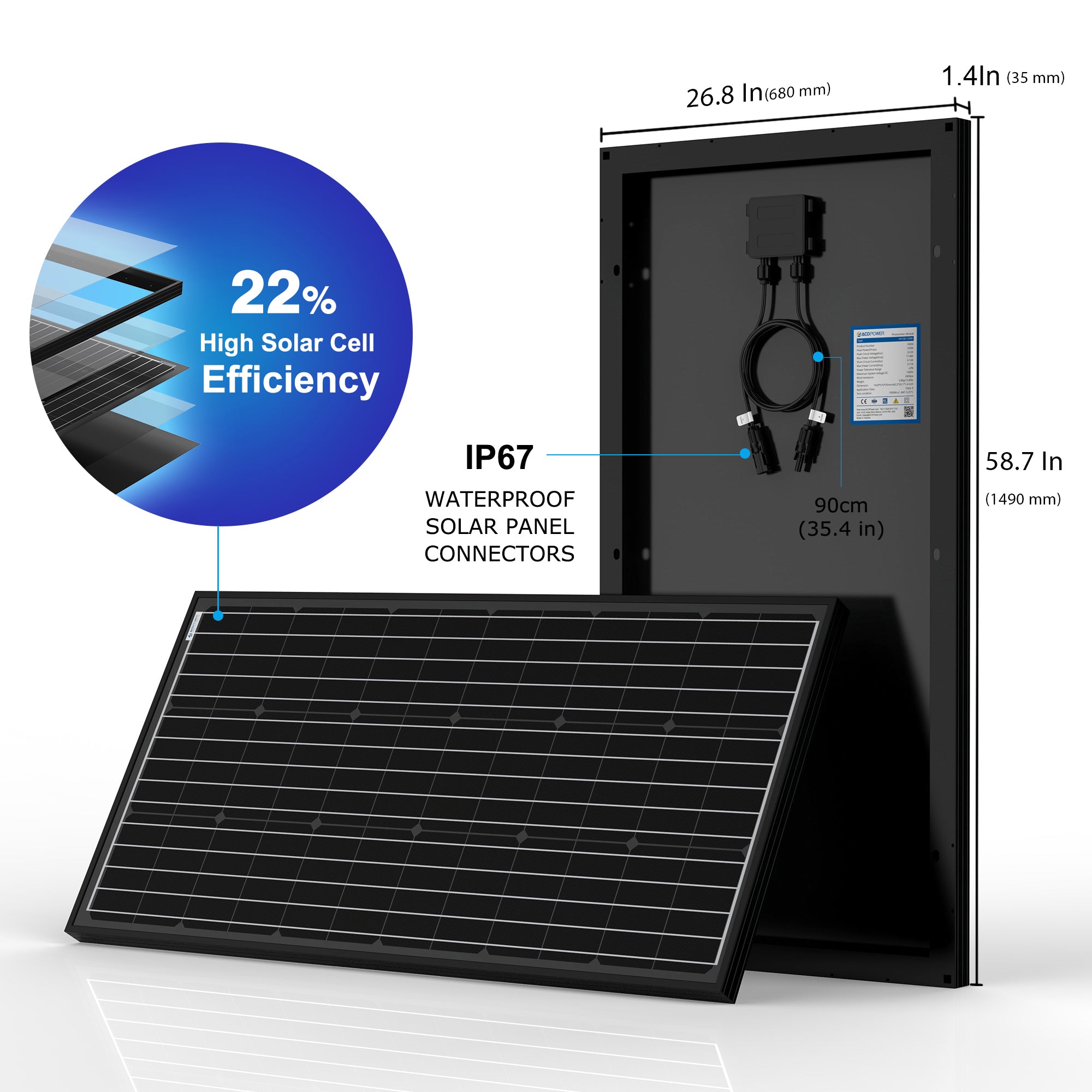 ACOPOWER 800 Watt Monocrystalline Solar RV Kit w/60A MPPT Charge Controller (4x200W 60A Kit)