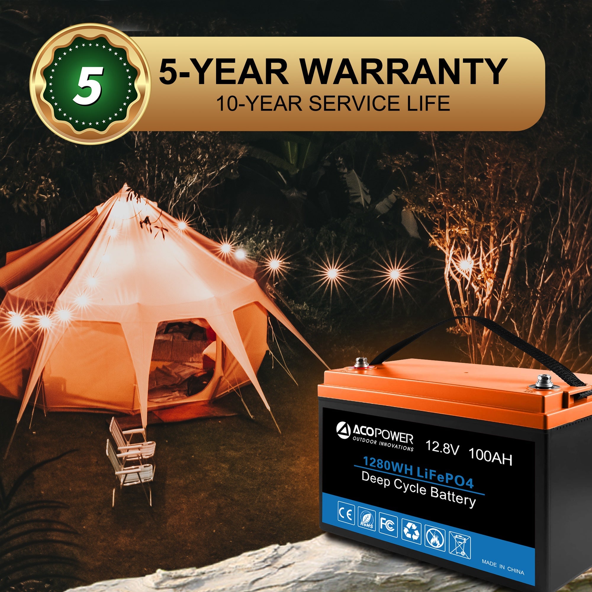 ACOPOWER 12V 100Ah LiFePO4 Deep Cycle Lithium Battery